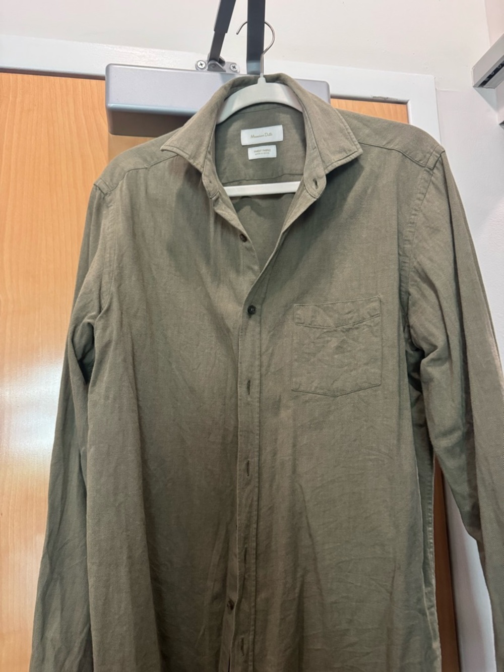 Massimo Dutti Olive Green Button-Up Shirt Mens Size Large